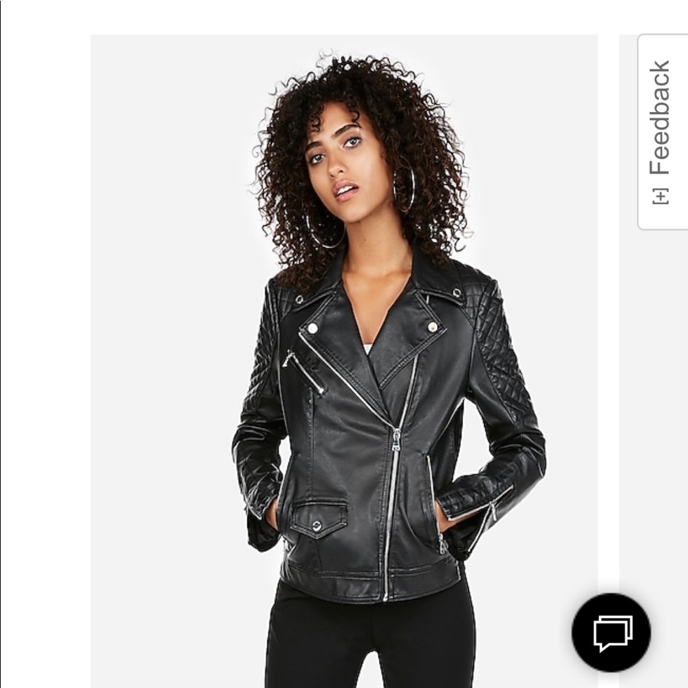 Express Faux Leather Quilted Moto Jacket Sizs: XS